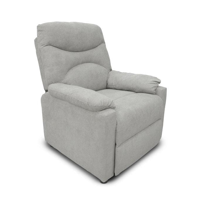 SILLON RECLINABLE P2084-0002, ESTRUCTURA DE MADERA TAPIZADO EN POLYESTER Y TELA COLOR GRIS CLARO