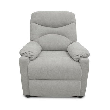 SILLON RECLINABLE P2084-0002, ESTRUCTURA DE MADERA TAPIZADO EN POLYESTER Y TELA COLOR GRIS CLARO