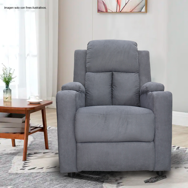 Sillón reclinable 857-1423352, color tono gris, tapizado en microfibra