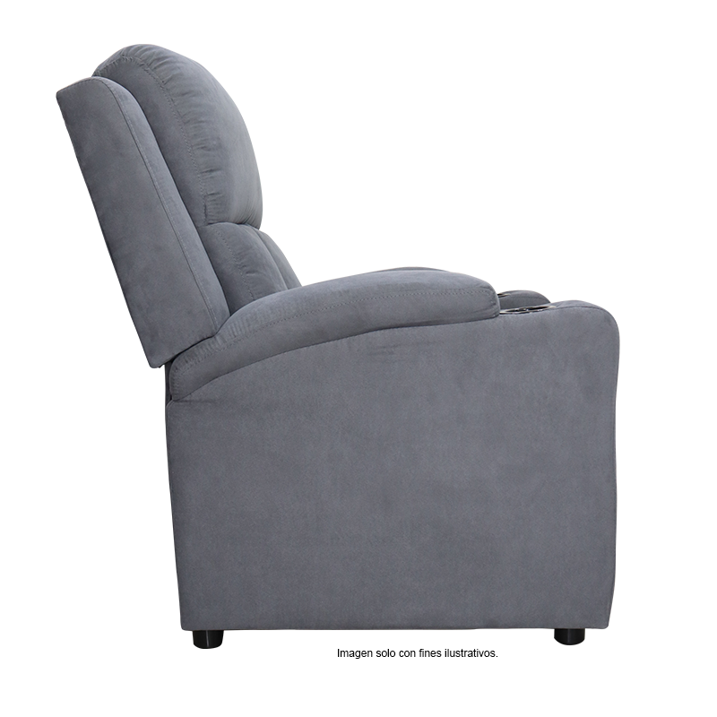 Sillón reclinable 857-1423352, color tono gris, tapizado en microfibra