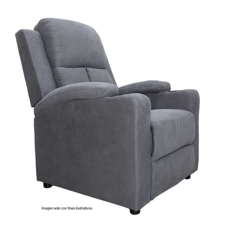 Sillón reclinable 857-1423352, color tono gris, tapizado en microfibra