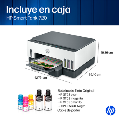 Impresora Multifuncional Smart Tank 720 HP Wi-Fi Smart App Dúplex