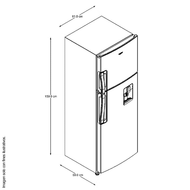 Refrigeradora WhirlpoolTop Mount 9pc, WRW25CKTWW con dispensador de agua