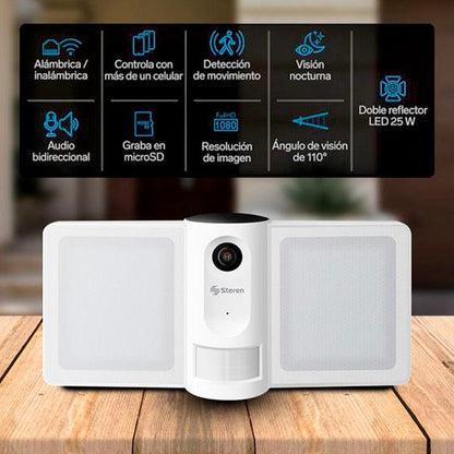 STEREN CAMARA SMART DE SEGURIDAD WI-FI FULL HD CON REFLECTOR LED
