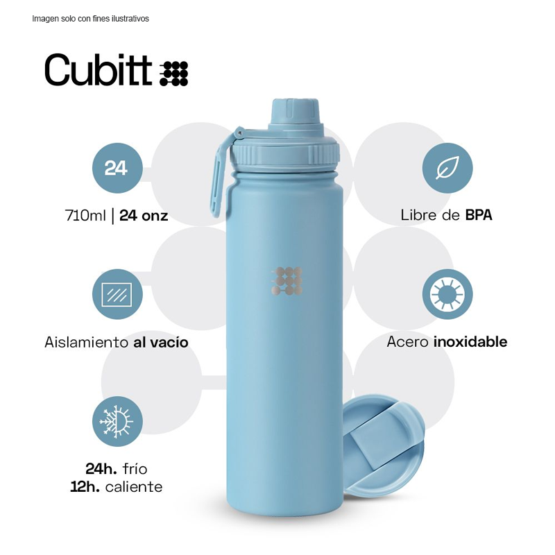 Termo Hidratación, 24 oz, CTHB24-2, Cubitt, Hydro Bottle acero inoxidable, Azul claro