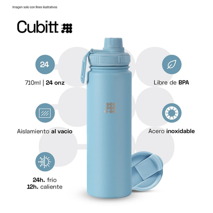Termo Hidratación, 24 oz, CTHB24-2, Cubitt, Hydro Bottle acero inoxidable, Azul claro