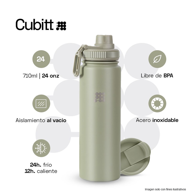 Termo Hidratación, 24 oz, CTHB24-3, Cubitt, Hydro Bottle acero inoxidable, color green