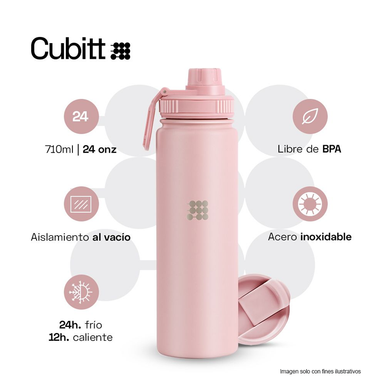 Termo para agua, 24 oz, CTHB24-5, Cubitt, acero inoxidable, rosado