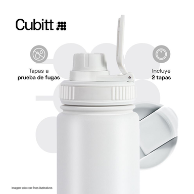 Termo para agua, 24 oz, CTHB24-7, Cubitt, acero inoxidable, blanco