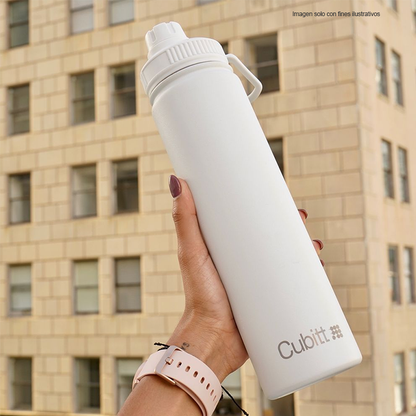 Termo para agua, 24 oz, CTHB24-7, Cubitt, acero inoxidable, blanco