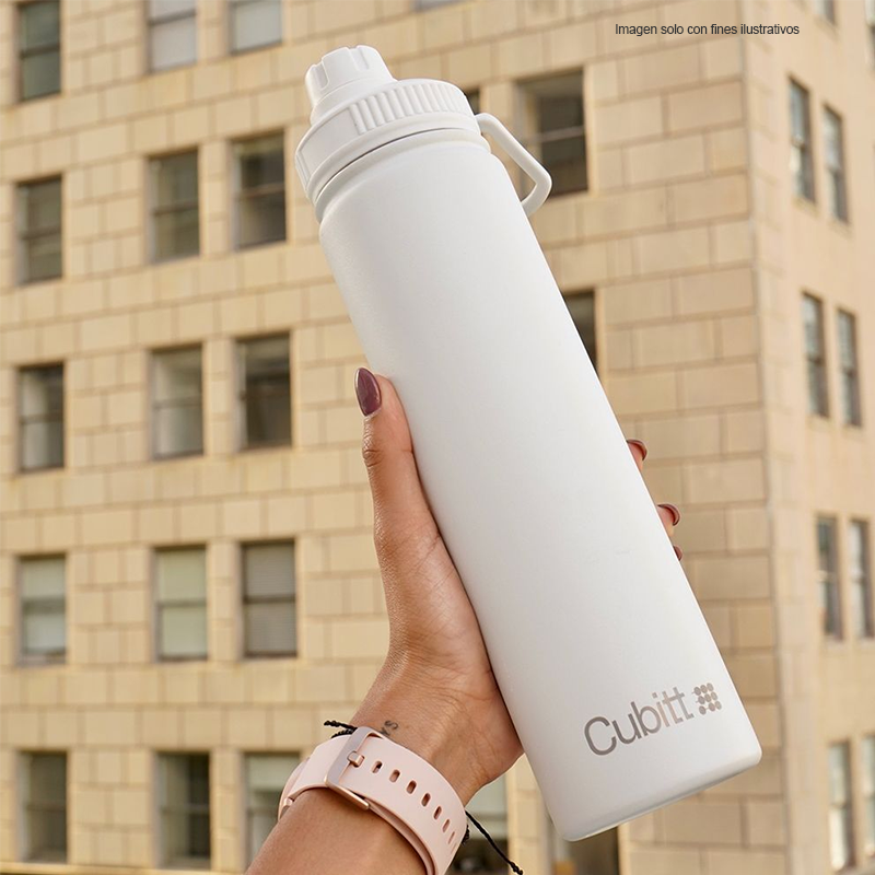 Termo para agua, 24 oz, CTHB24-7, Cubitt, acero inoxidable, blanco