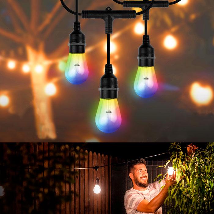 NEXXT HOME NHB-O100 TIRA SMART DE LUCES GUIRNALDAS RGB LED DE 48FT - 24 BOMBILLOS INCLUIDOS