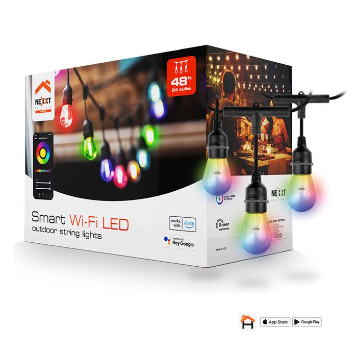 NEXXT HOME NHB-O100 TIRA SMART DE LUCES GUIRNALDAS RGB LED DE 48FT - 24 BOMBILLOS INCLUIDOS