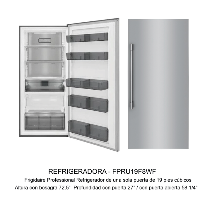 Gemelas FRIGIDAIRE Refrigeradora FPRU19F8WF + Congelador FPFU19F8WF + TRIM KIT TRMKTEZ2FL79