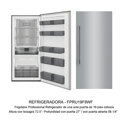 Gemelas FRIGIDAIRE Refrigeradora FPRU19F8WF + Congelador FPFU19F8WF + TRIM KIT TRMKTEZ2FL79
