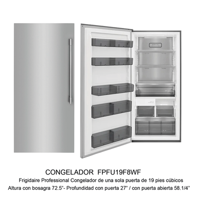 Gemelas FRIGIDAIRE Refrigeradora FPRU19F8WF + Congelador FPFU19F8WF + TRIM KIT TRMKTEZ2FL79
