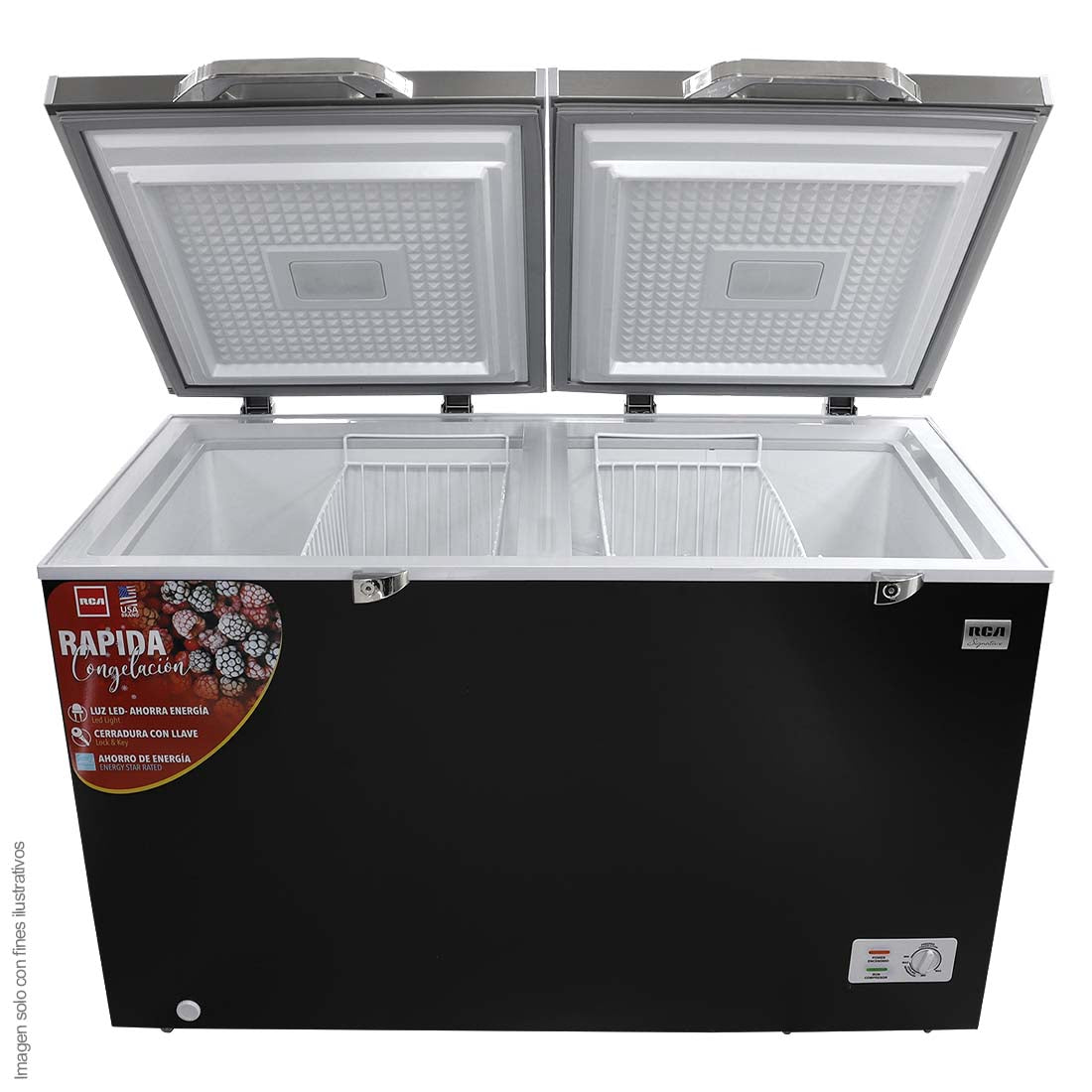Congelador Horizontal 15pc RCSF152DA RCA luz LED cierre con llave , 2canastas de alambrón