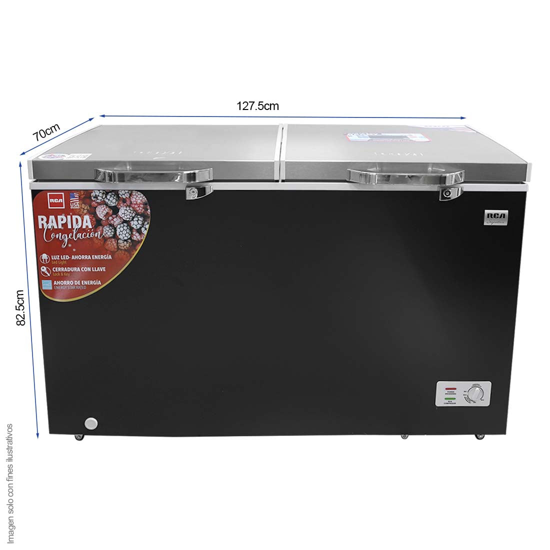 Congelador Horizontal 15pc RCSF152DA RCA luz LED cierre con llave