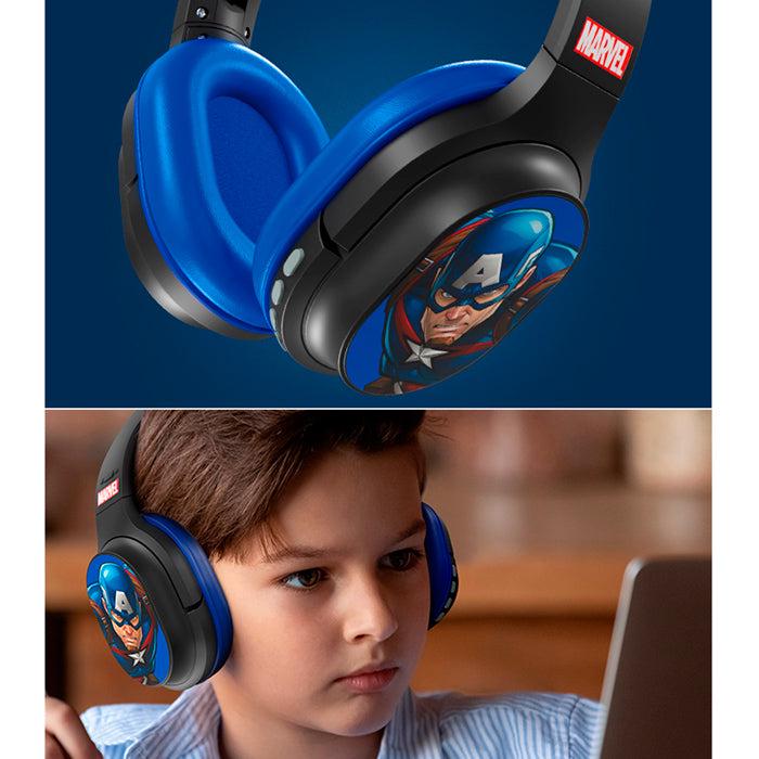 Audífonos inalámbricos Bluetooth over ear, color negro con azul, micrófono integrado