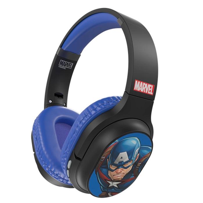 Audífonos inalámbricos Bluetooth over ear, color negro con azul, micrófono integrado
