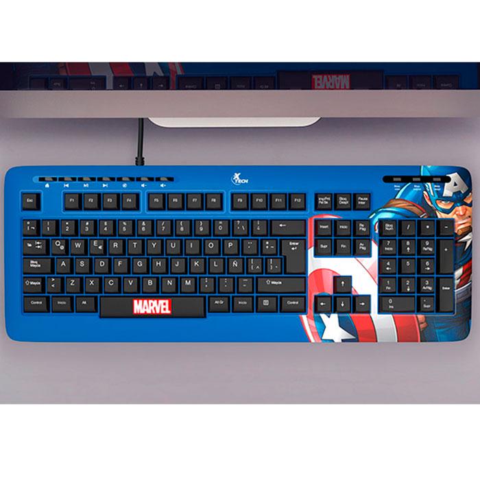XTECH MARVEL CAPTAIN AMERICA TECLADO ALAMBRICO XTK-M401CA AZUL