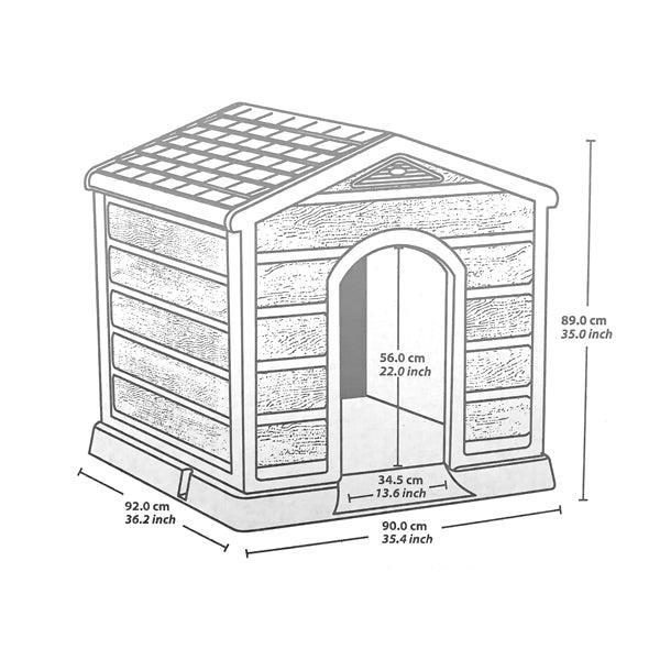 Casa plástica para perro, color taupe, modelo 12700-xp, medida 92lx90wx89l, hecho con material UBQ