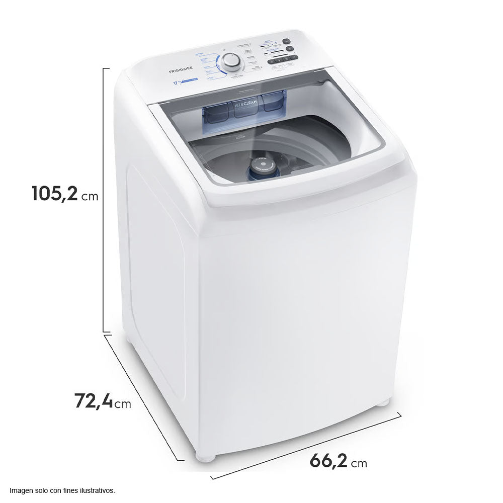 Lavadora 17kg FWAB17J4EBGUW Frigidaire, carga superior tambor de acero inoxidable