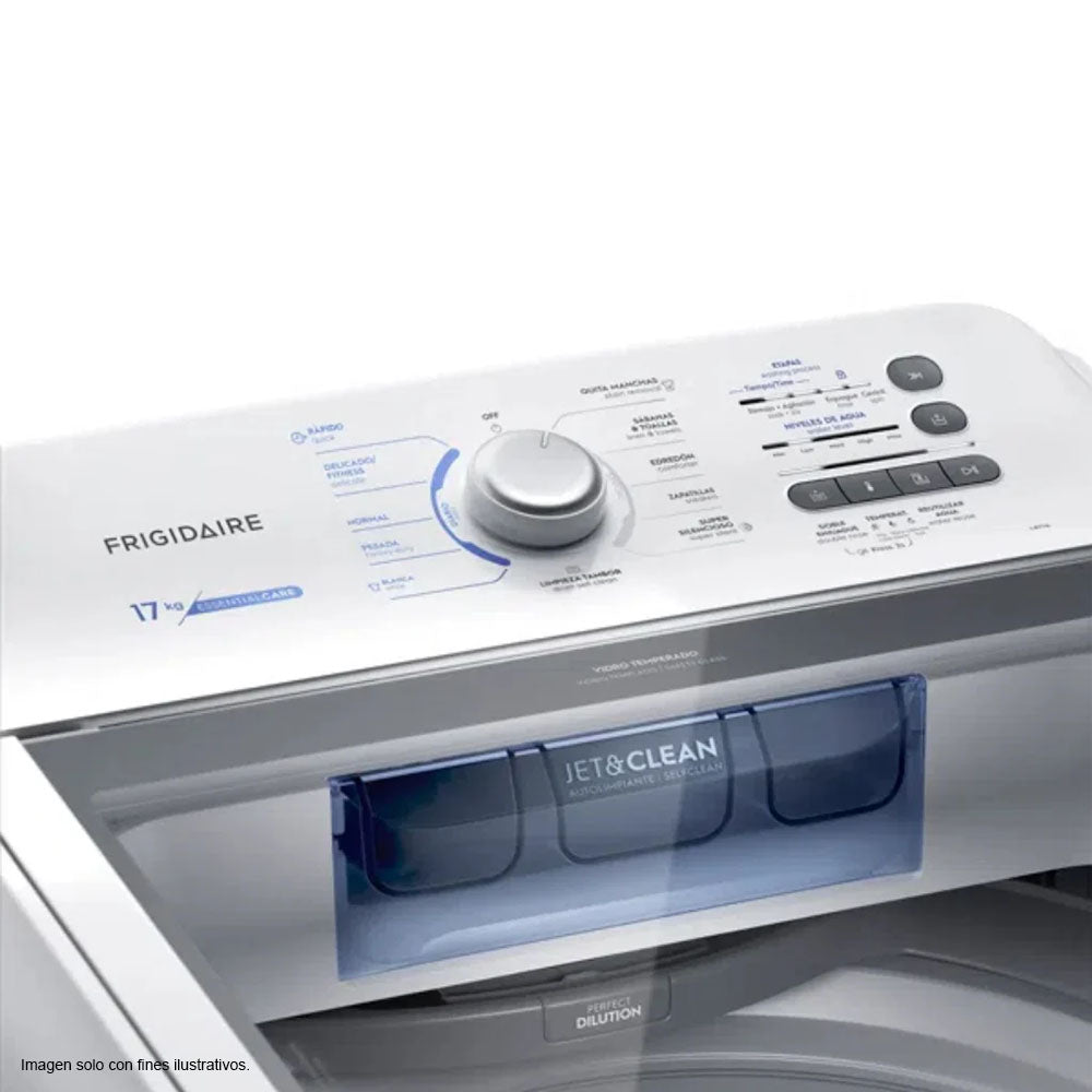 Lavadora 17kg FWAB17J4EBGUW Frigidaire, carga superior tambor de acero inoxidable