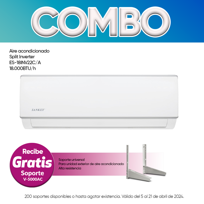 Combo de aire acondicionado Split ES-18INV22C/A 18,000BTU/h + SOPORTE V-5000AC