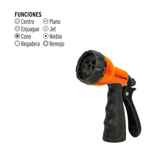TRUPPER PISTOLA PLASTICA CON RECUBRIMIENTO 9 FUNCIONES
