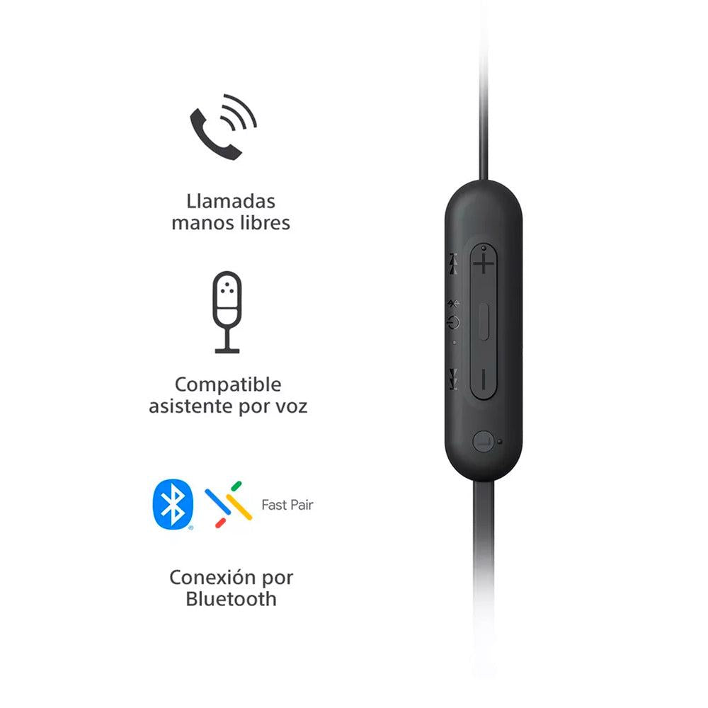 Audífonos In-Ear Inalámbricos, WI-C100/BZUC, Sony, Bluetooth, Color negro