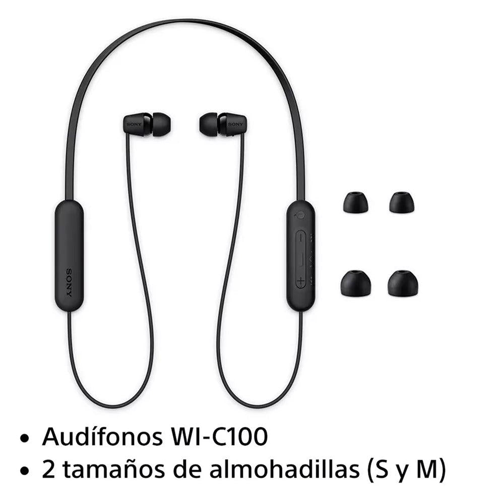 Audífonos In-Ear Inalámbricos, WI-C100/BZUC, Sony, Bluetooth, Color negro