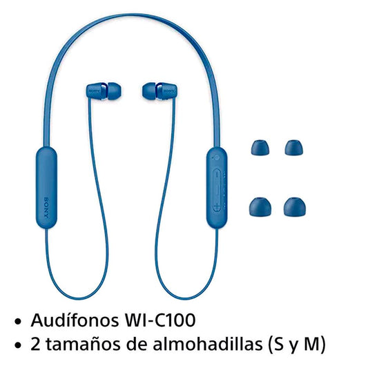 Audífonos Inalámbricos, Bluetooth, WI-C100/LZUC, Sony, Internos con Banda, Color Azul