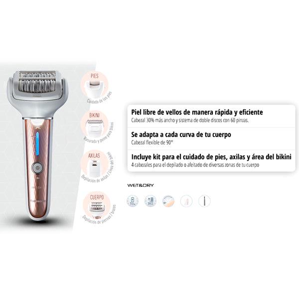 PANASONIC WET/DRY DEPILATOR BRAZOS Y PIERNAS, AFEITADORA, BIKINI, FOOT CARE, 14 CABEZALES MODELO ES-EL8A-P581