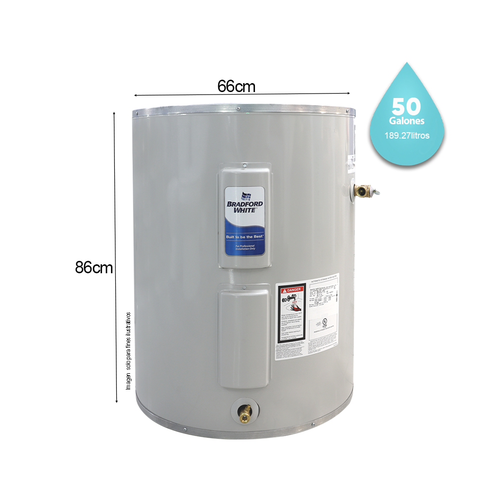 Calentador de agua 50 gls. Eléctrico Bradford White. RE250LN6-1NCWW