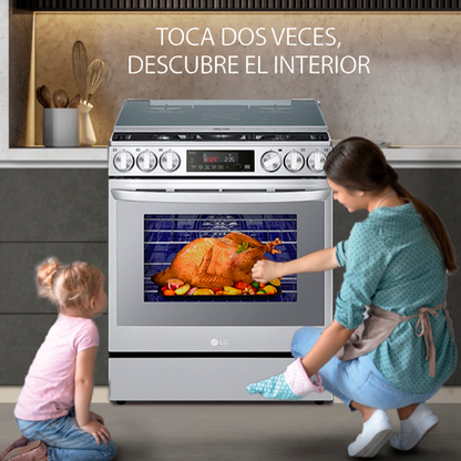 Estufa a gas 30" LRGL5847S instaview, freidora de aire, ThinQ, Easyclean.