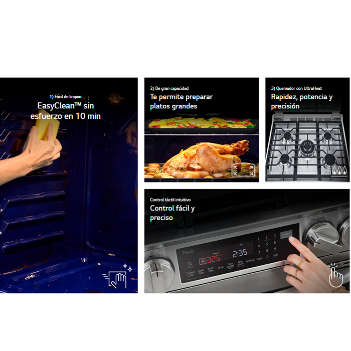 Estufa a gas 30" LRGL5847S instaview, freidora de aire, ThinQ, Easyclean.