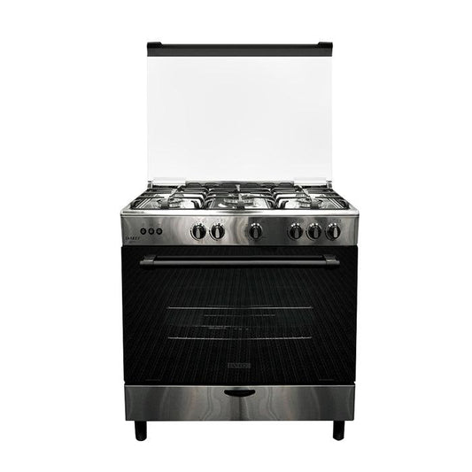 Estufa a gas de 36" modelo Betty, 5 quemadores, tapa de vidrio, parrilla de hierro fundido, encendido eléctrico.