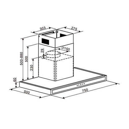 Extractor de grasa Quadrato 76 Drija, campana de acero inoxidable 3 velocidades