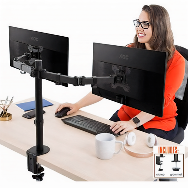 Soporte de escritorio para 2 monitores 13”–32” ajustable estándar