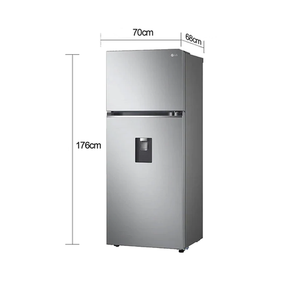 Refrigeradora inverter con dispensador de agua, 13 pc, VT38WPP, LG, Smart Diagnosis, color gris