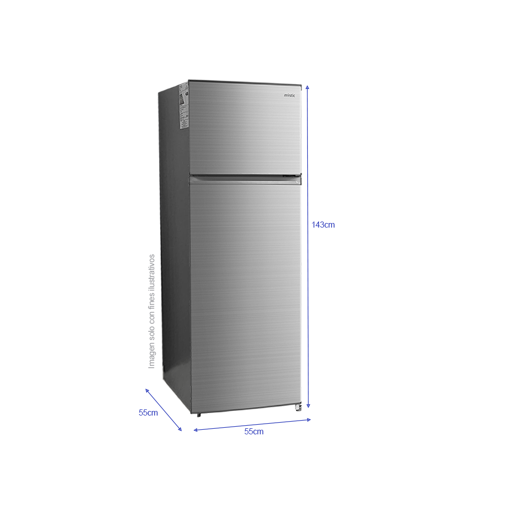 Refrigerador 7.1pc RF-207LSS Mystic Top Mount De Frost, acabado acero inoxidable, iluminación LED