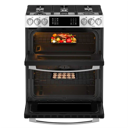 Estufa a gas 30" IO950FS0 GE modo sabbath 5 quemadores doble horno.