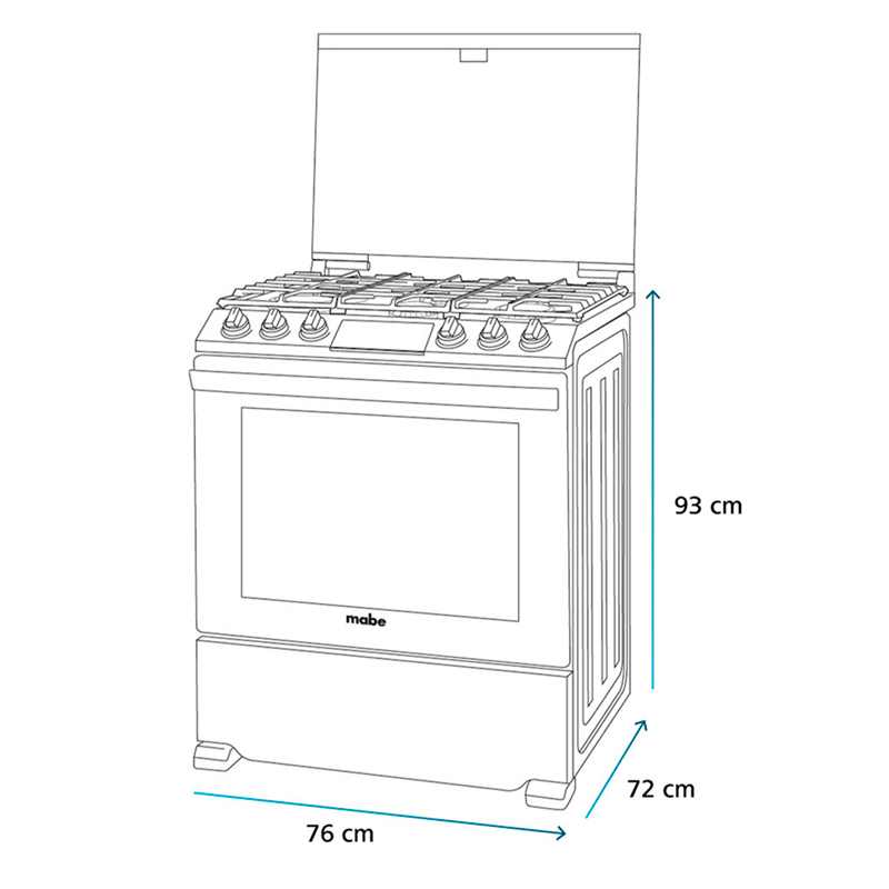 Estufa a gas 30" EMH7614DATMSS0 Mabe 6 quemadores