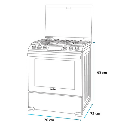 Estufa a gas 30" EMH7614DATMSS0 Mabe 6 quemadores