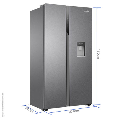Refrigeradora Side By Side 18.5pc MSM544LMLSS0 Mabe color inoxidable, inverter, dispensador de agua.