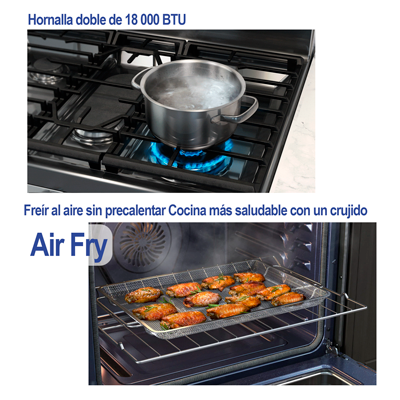 Estufa a gas 30" SAMSUNG NX60B6515SS/AP 5 quemadores Air fry.