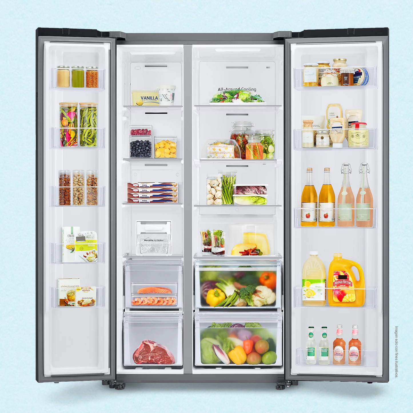 Refrigeradora 23pc Bespoke, RS23CB70NA12AP Samsung, Side by Side, color: Clean white + clean white