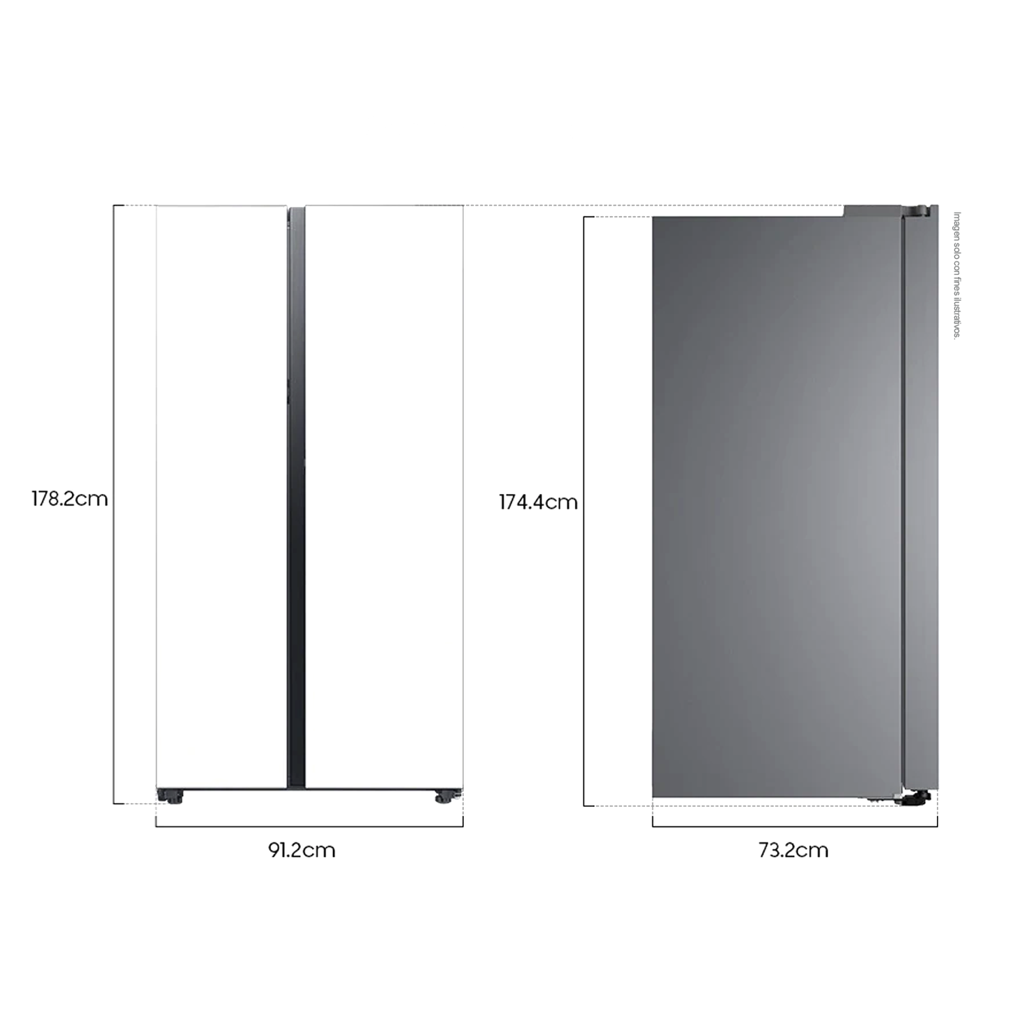 Refrigeradora 23pc Bespoke, RS23CB70NA12AP Samsung, Side by Side, color: Clean white + clean white