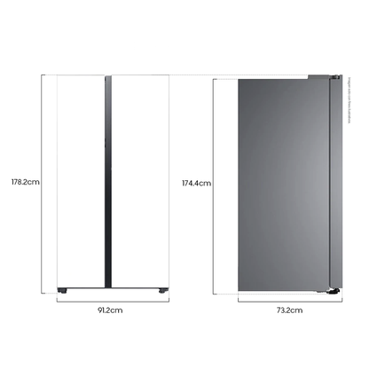 Refrigeradora 23pc Bespoke, RS23CB70NA12AP Samsung, Side by Side, color: Clean white + clean white